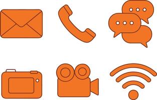 Orange icons set on white background vector