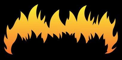 Orange fire isolated on black background. Concept of danger or fire logo design. Gradient. vector