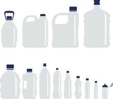 Large and small water bottles. Set of bottles. Water bottles. vector