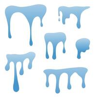 Set of substance flow. The liquid substance drips and flows. Flowing paint. vector