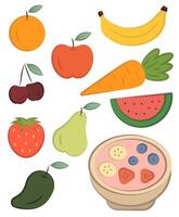 Fruit mix in flat style. Flat cartoon style, isolated image on white background. vector