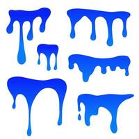 The liquid substance drips and flows. Flowing paint. Set of substance flow. vector