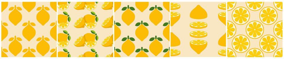 Lemon patterns in yellow and green vector