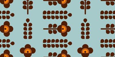 Seamless vintage floral pattern with stylized abstract silhouette flowers broun colors. Perfect for textiles, wallpapers, wrapping paper and retro design projects. vector