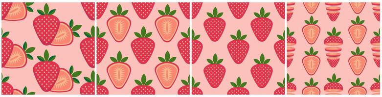 colorful strawberry patterns design vector