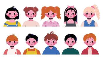 Diverse cartoon characters with unique hairstyles vector