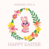 Floral Easter Dreams with Rabbit and Sky Blue Hue vector