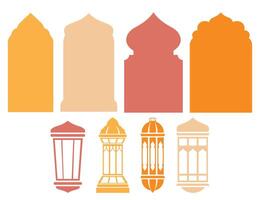 Oriental Pattern Set with Islamic Arches for Ramadan Kareem vector