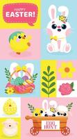 Easter bunny and colorful decorations vector