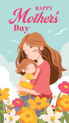 Mother and Daughter Mother Day Card Template