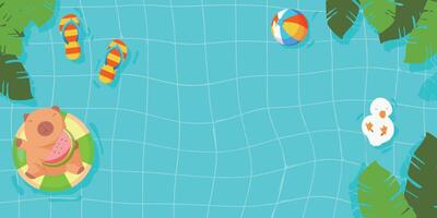 Cute bear floating in pool vector