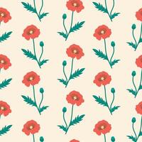 Botanical colorful poppy flower pattern. vector