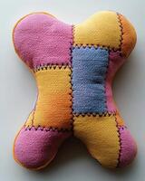A colorful patchwork pillow photo
