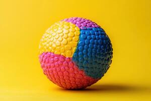 A colorful ball on a yellow background photo