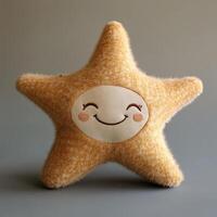 A starfish toy with a smiley face on it. photo