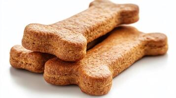 Three dog biscuits on a white background photo