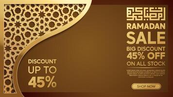 Luxury Ramadan Sale Advertisement with Gold Ornaments and Patterns vector
