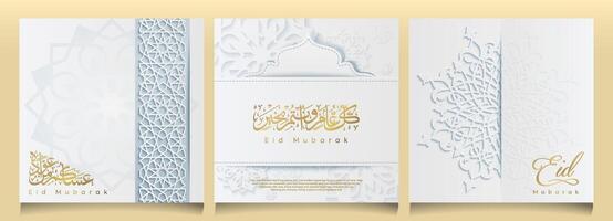 Eid Mubarak background with arabic calligraphy and circle pattern for greeting card vector