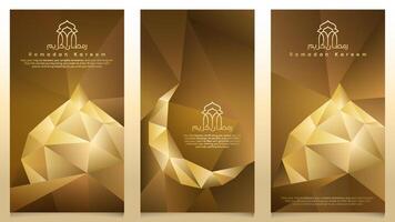 Ramadan Kareem mosque dome and crescent moon arabic geometric pattern for banner and greeting card vector
