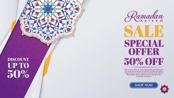 Elegant Arabic Style Eid Sale Banner with Oranament Modern Pattern Paper Cut vector