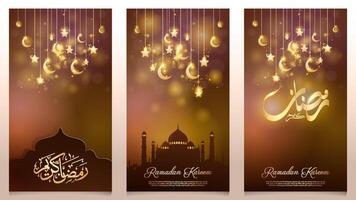 Ramadan greeting card with crescent moons vector