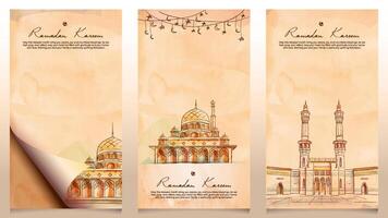 Decorative Ramadan Kareem illustrations and designs vector