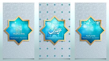 Ramadan Kareem Islamic background with arabic pattern and calligraphy for banner and a greeting card vector