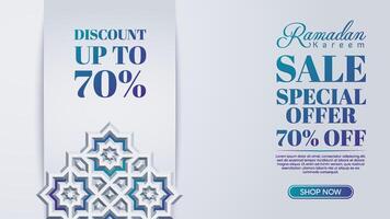 Ramadan Kareem Luxury Sale Banner with Arabic Ornaments vector