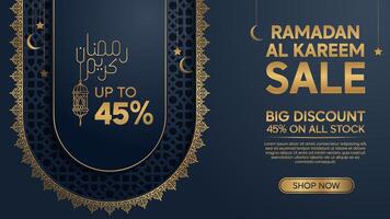Ramadan Kareem Sale Promotional Web Banner with Elegant Theme Pattern Design vector