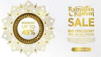 Ramadan Mubarak Flash Sale Web Banner with Flower Geometric Pattern vector