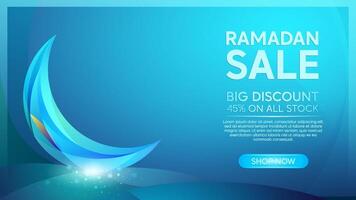 Islamic Lantern and Crescent Moon Background for Ramadan Promotion vector