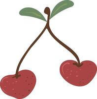 Cherry icon - red berry fruit illustration with two cherries. Organic product labels, and fresh fruit concepts. Isolated on white background for easy use as icons or clipart vector