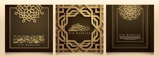 Islamic set of design Happy Eid Mubarak greeting card banner background vector