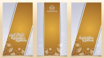 Islamic design greeting card template Ramadan Kareem geometric background vector