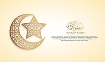 Ramadan Kareem Banner with Geometric Crescent Moon Ornament on a Light Background vector