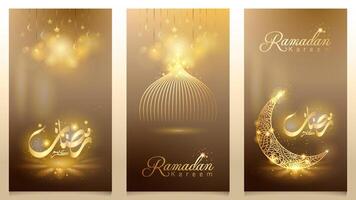 Ramadan Kareem islamic background glow mosque dome and crescent moon arabic geometric pattern for greeting card vector