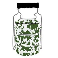Enamel Tiffin Carrier with Traditional Green Pattern vector