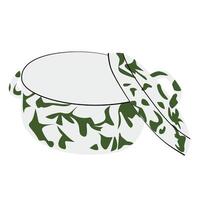Small Enamel Pot with Lid Green Pattern vector