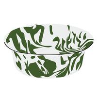 Retro Enamel Bowl with Green Swirl Pattern vector
