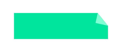 Folded green empty paper pages. Glued paper wrinkled effect. Green horizontal paper corner rolled up. vector