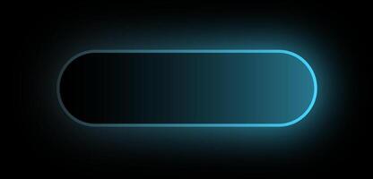 Glowing Neon Rounded Button UI Element with Blue Light Effect on Dark Background. Futuristic Tech Interface Style for App or Web Design. vector