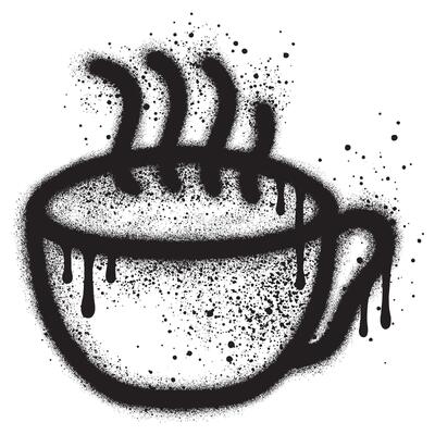 coffee cup graffiti with black spray paint. EPS 10
