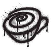 coffee cup graffiti with black spray paint in different style vector