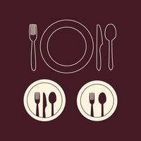 Plate and cutlery trendy art design useful amazing colorful useful illustration vector