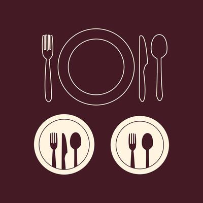 Plate and cutlery trendy art design useful amazing colorful useful illustration