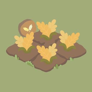 Wheat field simple color illustration editable vector