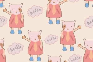 seamless pattern cut dog with bubble speech hello. vector