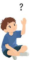 Curious child raising hand for questions vector