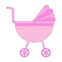 Cute baby stroller on white background. vector