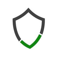 Green and black shield security line icon isolated on white background. vector